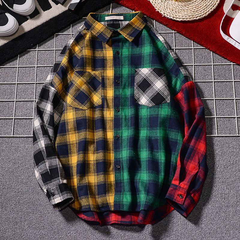 Colorblock hip-hop trend thin shirt jacketFashion Streetwear