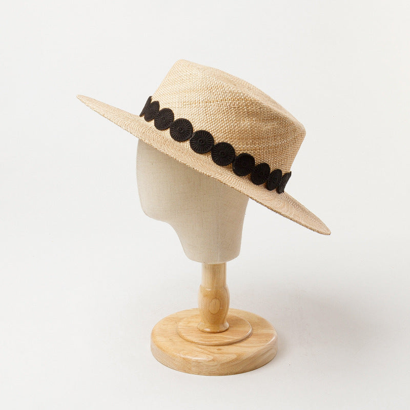 Luxe Trendy Pork Pie Boater Natural Bao Straw Sun Shade Hat For Women Lady Fashion Dress