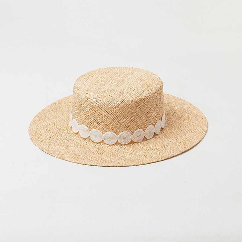 Luxe Trendy Pork Pie Boater Natural Bao Straw Sun Shade Hat For Women Lady Fashion Dress