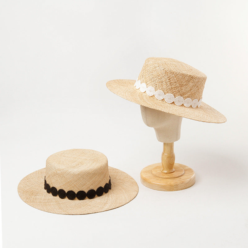 Luxe Trendy Pork Pie Boater Natural Bao Straw Sun Shade Hat For Women Lady Fashion Dress