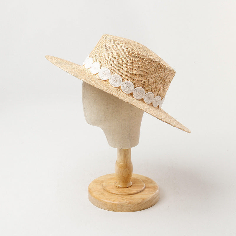 Luxe Trendy Pork Pie Boater Natural Bao Straw Sun Shade Hat For Women Lady Fashion Dress