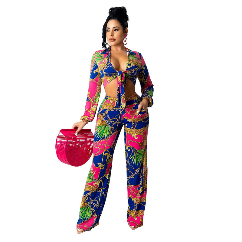 Women's Athleisure Milk Silk Print Two Piece Set