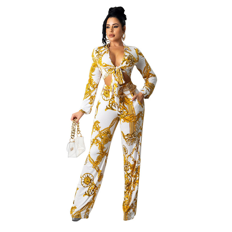 Women's Athleisure Milk Silk Print Two Piece Set