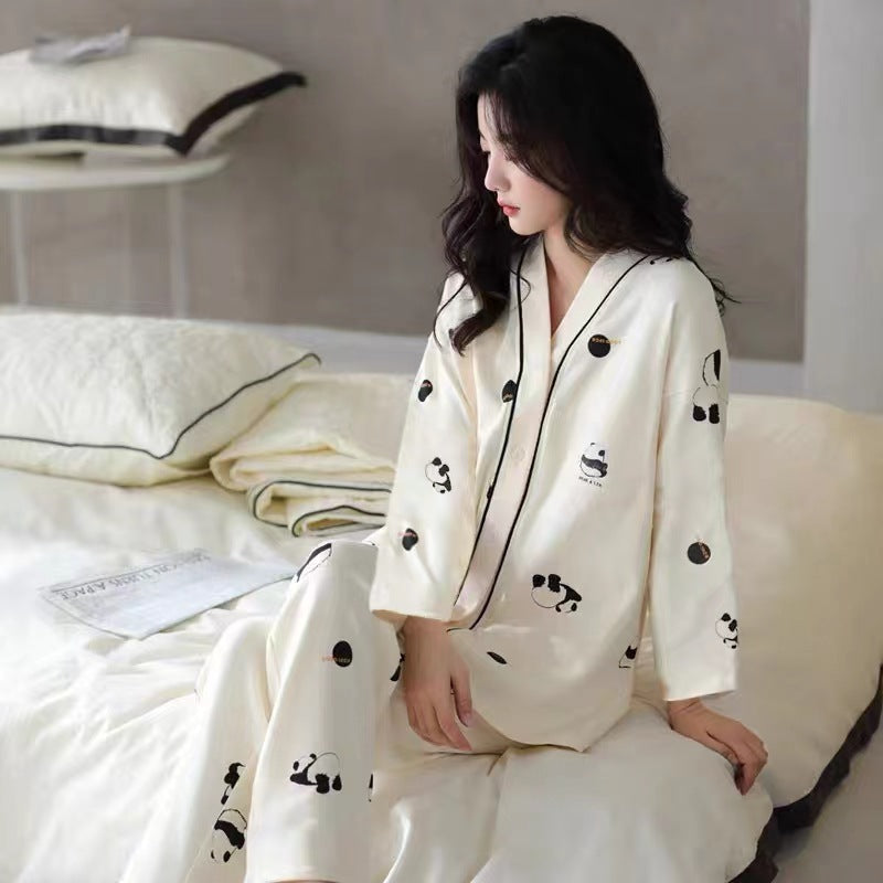 Pajamas Women's Cardigan Spring And Autumn Long Sleeve Cute Girl's Ins Homewear