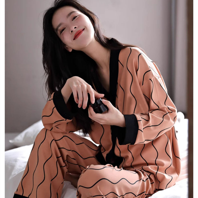 Pajamas Women's Cardigan Spring And Autumn Long Sleeve Cute Girl's Ins Homewear