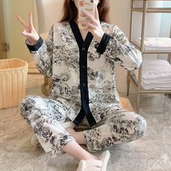 Pajamas Women's Cardigan Spring And Autumn Long Sleeve Cute Girl's Ins Homewear