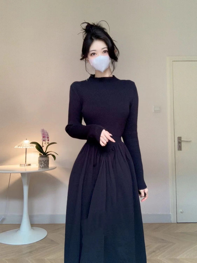 Socialite Style Temperament Half Turtleneck Knitted Dress