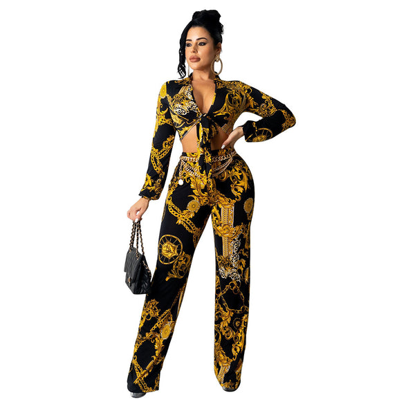 Women's Athleisure Milk Silk Print Two Piece Set